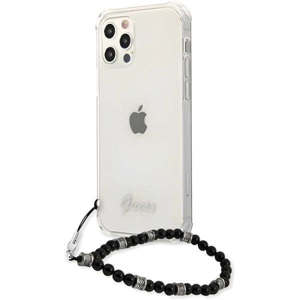 Coque Guess iPhone 12/12 Pro 6,1" transparent hardcase noir Pearl
