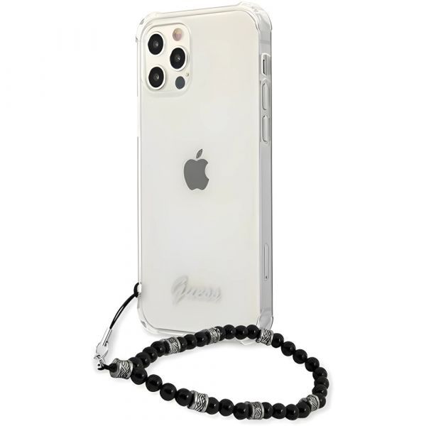 Coque Guess iPhone 12 Pro Max 6,7"  transparent hardcase noir Pearl