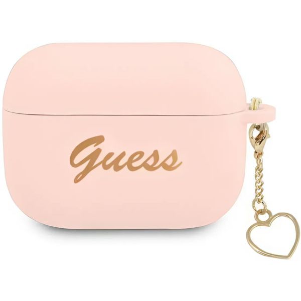 Coque Guess GUAPLSCHSP AirPods Pro rose Silicone Charm Heart Collection