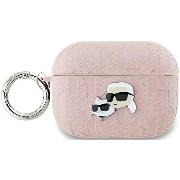 Coque Karl Lagerfeld KLAP2PGKCPP AirPods Pro 2 (2022/2023) rose Monogram Karl & Choupette Head