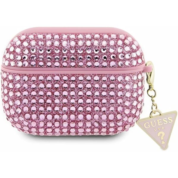 Coque Guess GUAPHDGTPP AirPods Pro rose Rhinestone Triangle Charm