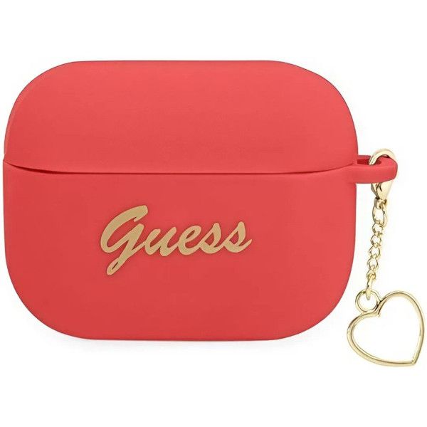Coque Guess GUAPLSCHSR AirPods Pro rouge Silicone Charm Heart Collection