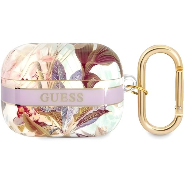 Coque Guess GUAPHHFLU AirPods Pro violet Flower Strap Collection