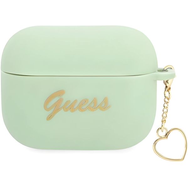 Coque Guess GUAPLSCHSN AirPods Pro vert Silicone Charm Heart Collection