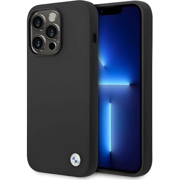 Coque BMW iPhone 14 Pro Max 6,7" noir Silicone Metal Logo