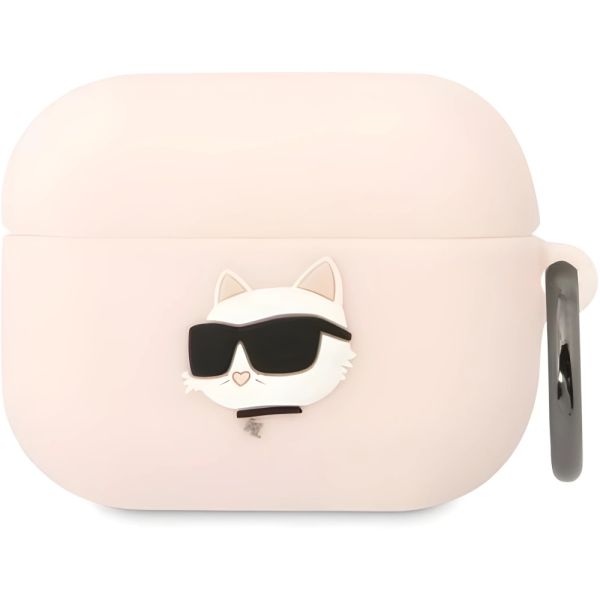 Coque Karl Lagerfeld KLAPRUNCHP AirPods Pro rose Silicone Choupette Head 3D