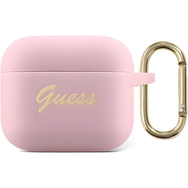 Coque Guess GUA3SSSI AirPods 3 rose Silicone Vintage Script