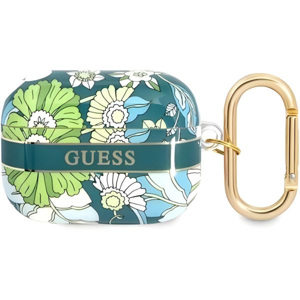Coque Guess GUAPHHFLN AirPods Pro vert Flower Strap Collection