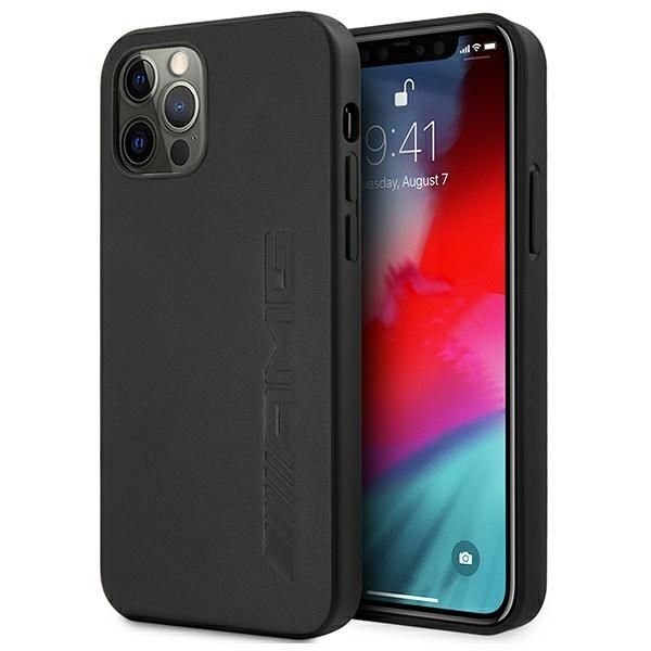 Coque AMG AMHCP12LDOLBK iPhone 12 Pro Max 6,7" noir hardcase Leather Hot Stamped