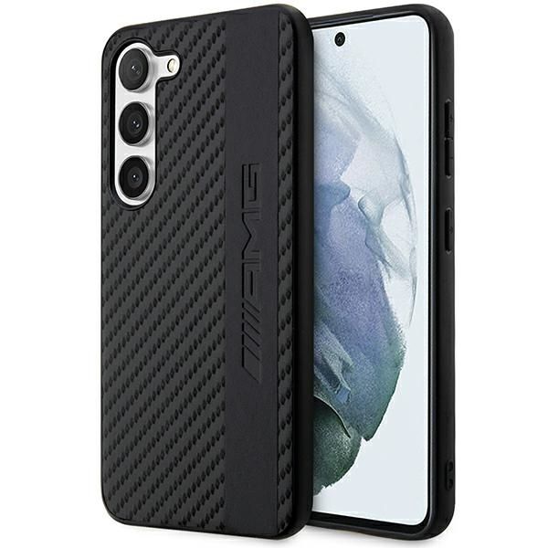 Coque AMG AMHCS23SBLSCA S23 S911 noir hardcase Carbon Stripe&Embossed