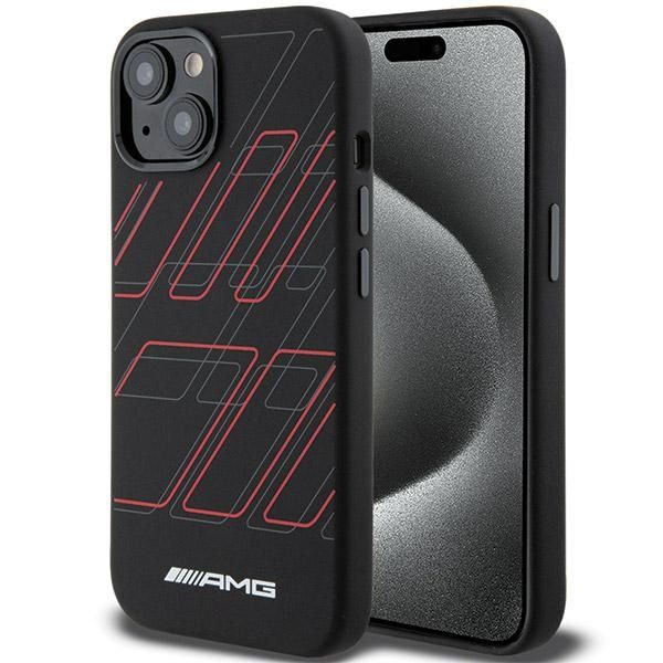 Coque AMG AMHMP15M23SSPK iPhone 15 Plus / 14 Plus 6.7" noir hardcase Silicone Large Rhombuses Pattern MagSafe