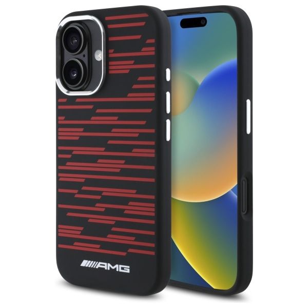 Case AMG AMHMP16S24SSRRK iPhone 16 6.1" black hardcase Silicone Graphics MagSafe