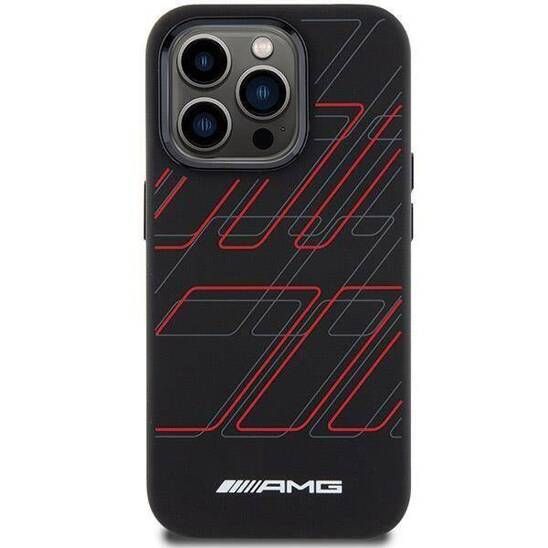 Coque AMG iPhone 15 Pro Max 6.7" noir hardcase Silicone Large Rhombuses Pattern MagSafe