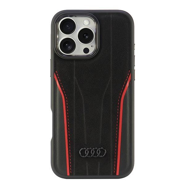 Coque Audi Genuine Leather MagSafe iPhone 16 Pro Max 6.9" black-red hardcase AU-TPUPCMIP16P