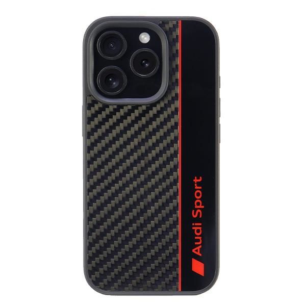 Coque Audi Carbon Fiber Stripe iPhone 16 Pro6.3" black hardcase AUS-TPUPCIP16P-R8/D1-BK