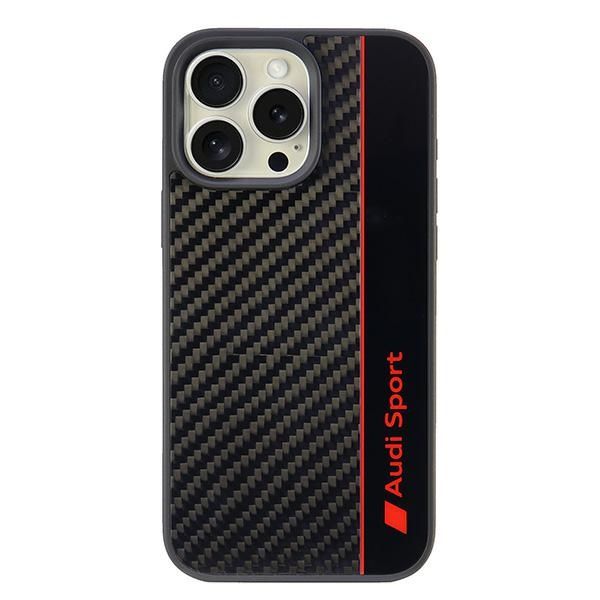 Coque Audi Carbon Fiber Stripe iPhone 16 ProMax 6.9" black hardcase AUS-TPUPCIP16PM-R8/D1-BK
