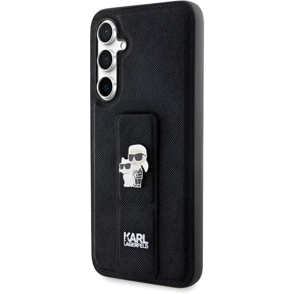 Coque Karl Lagerfeld KLHCS23FEGSAKCPK Samsung Galaxy S23 FE S711 noir hardcase Gripstand Saffiano Karl&Choupette Pins