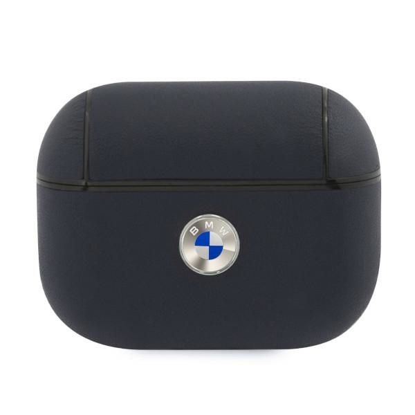 Coque BMW BMAPSSLNA AirPods Pro cover navy Geniune Leather Silver Logo