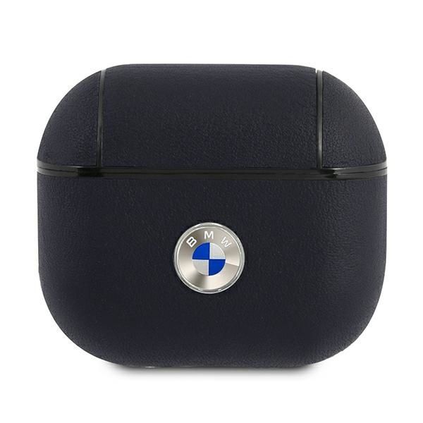 Coque BMW BMA3SSLNA AirPods 3 cover navy Geniune Leather Silver Logo