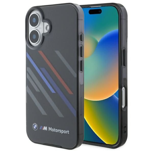 Coque BMW BMHCP16M23HTRAK iPhone 16 Plus 6.7" black hardcase Motosport IML Random Stripes
