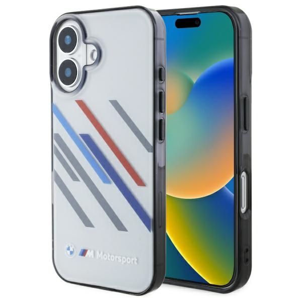 Coque BMW BMHCP16M23HTRAG iPhone 16 Plus 6.7" grey hardcase Motosport IML Random Stripes