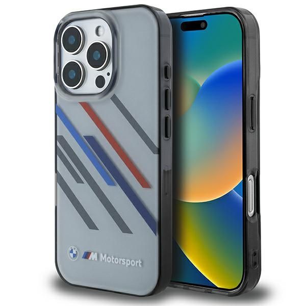 Coque BMW BMHCP16X23HTRAG iPhone 16 Pro Max 6.9" grey hardcase Motosport IML Random Stripes