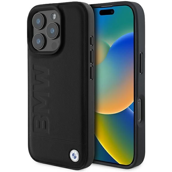 Coque BMW BMHCP16XSLLBK iPhone 16 Pro Max 6.9" black hardcase Leather Hot Stamp