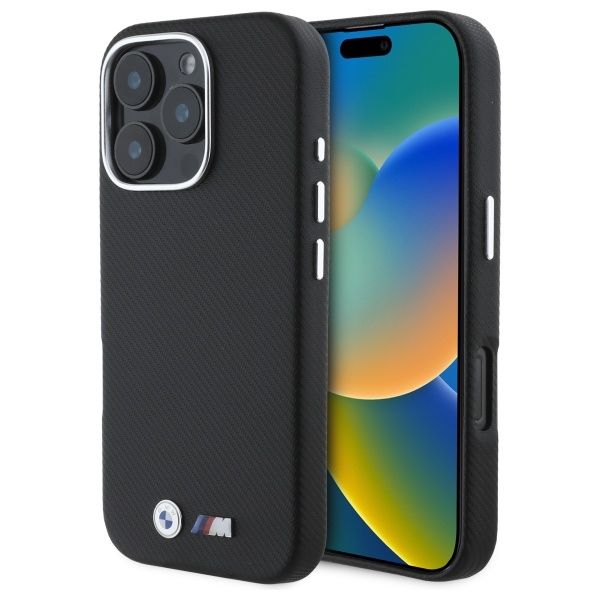 Coque BMW BMHCP16X23PUFWKEV iPhone 16 Pro Max 6.9" black hardcase M Edition Kevlar wrapped metal