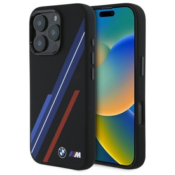 Coque BMW BMHMP16L23SSPK iPhone 16 Pro 6.3" black hardcase Silicone Random Lines MagSafe