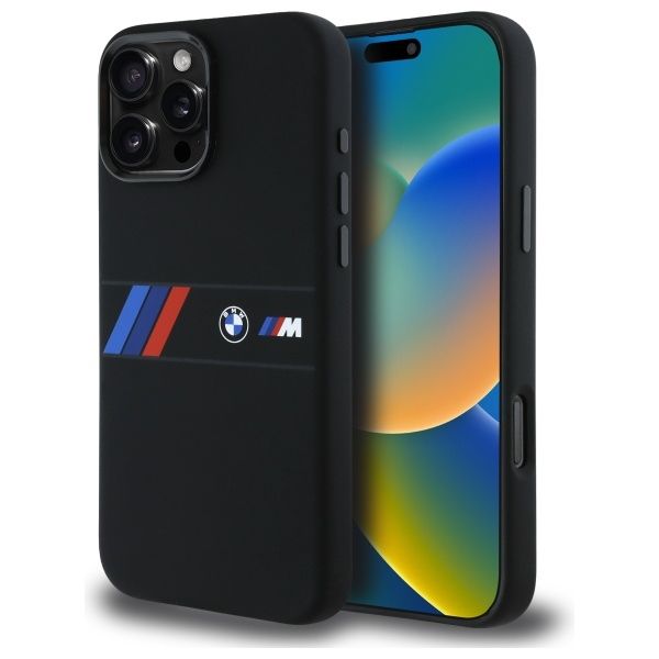 Coque BMW BMHMP16X23SAXK iPhone 16 Pro Max 6.9" black hardcase Silicone Middle Stripe MagSafe