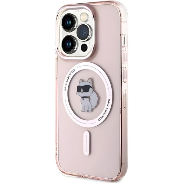 Coque Karl Lagerfeld iPhone 14 Pro Max rose Hardcase IML Choupette MagSafe