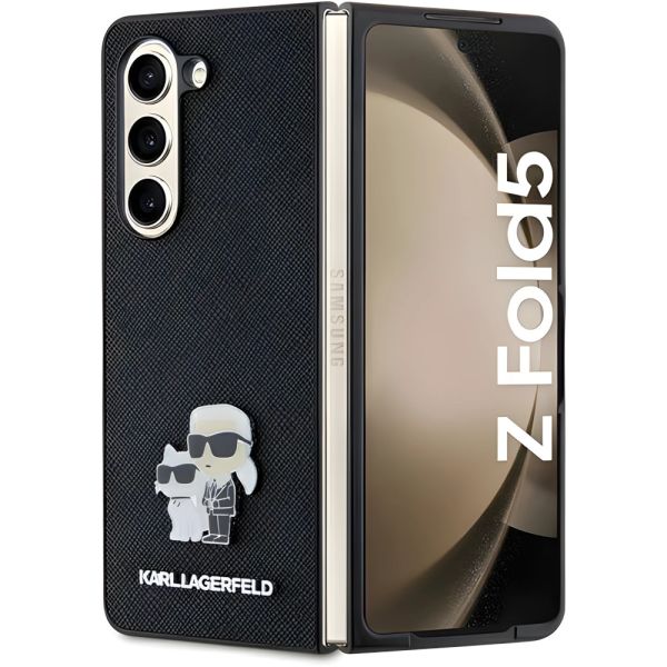 Coque Karl Lagerfeld KLHCZFD5SAKCNPK Samsung Galaxy Z Fold5 F946 hardcase noir Saffiano Karl&Choupette Pin