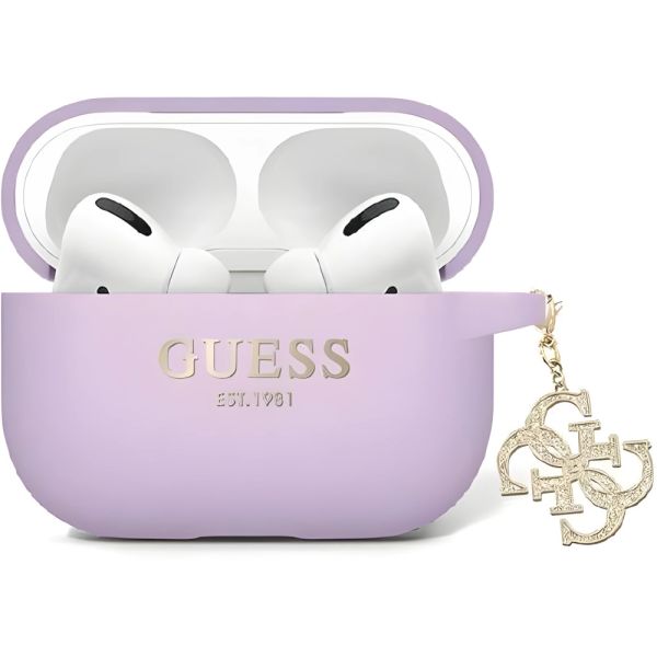 Coque Guess GUAP2LECG4U AirPods Pro 2 (2022/2023) violet Liquid Silicone Glitter Triangle Charm
