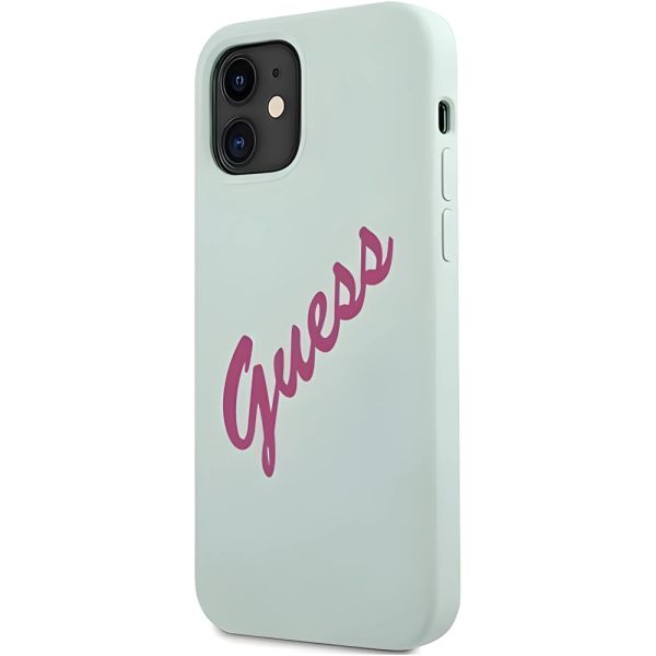 Coque Guess iPhone 12 mini 5,4" bleu fuschia hardcase Silicone Vintage