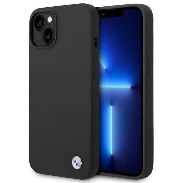 Coque BMW iPhone 14/15/13 6.1" noir Silicone Metal Logo
