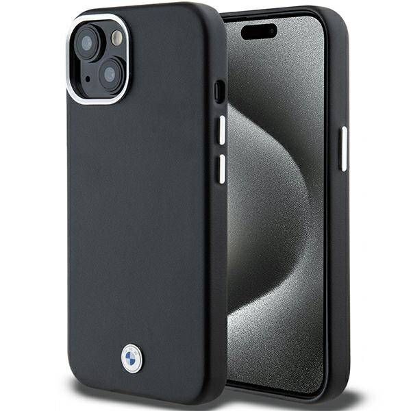 Coque BMW iPhone 14/15/13 6.1" noir Signature Wrapped Metal MagSafe