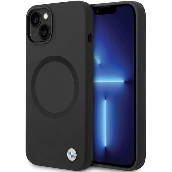 Coque BMW  iPhone 14/15/13 6.1" noir Signature Liquid Silicone MagSafe