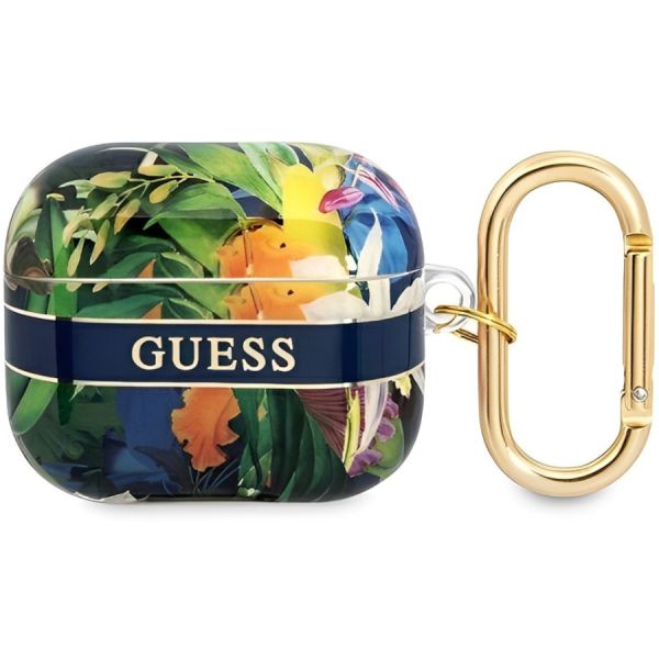 Coque Guess GUA3HHFLB AirPods 3 bleu Flower Strap Collection