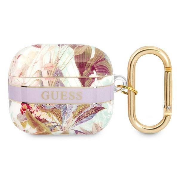 Case Guess GUA3HHFLU AirPods 3 purple Flower Strap Collection