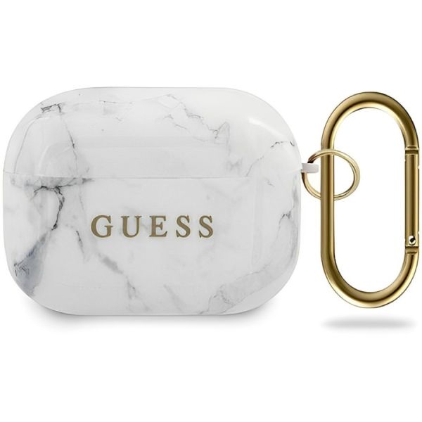 Coque Guess GUACAPTPUMAWH AirPods Pro blanc Marble Collection