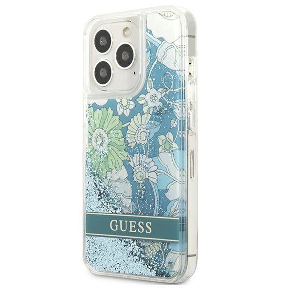 Case Guess iPhone 13 Pro/13 6,1" green hardcase Flower Liquid Glitter