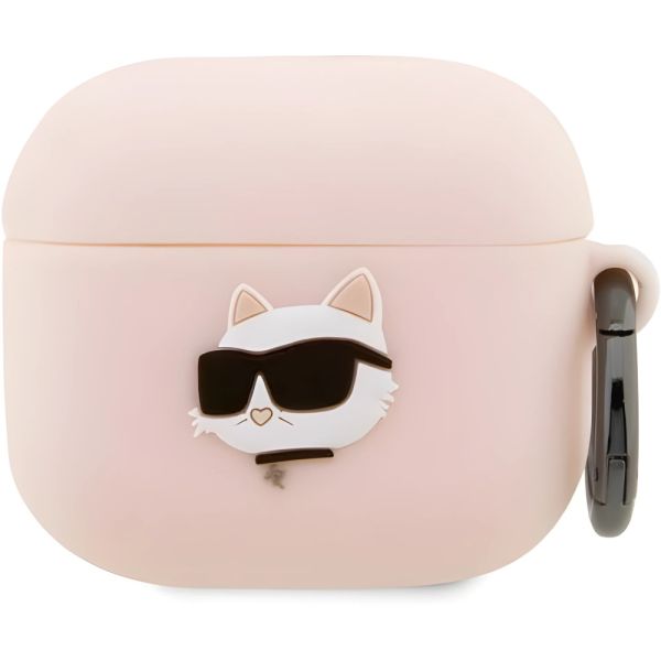 Coque Karl Lagerfeld KLA3RUNCHP AirPods 3 rose Silicone Choupette Head 3D