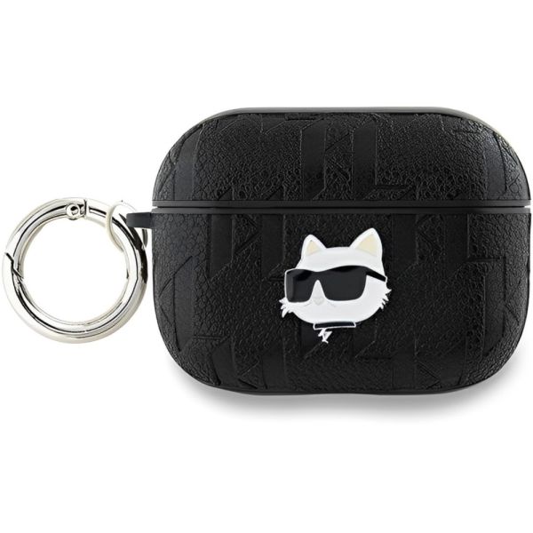 Coque Karl Lagerfeld KLAP2PGCHPK AirPods Pro 2 (2022/2023) noir Monogram Choupette Head