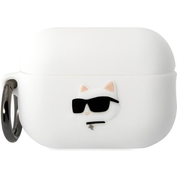 Coque Karl Lagerfeld KLAP2RUNCHH AirPods Pro 2 (2022/2023) blanc Silicone Choupette Head 3D