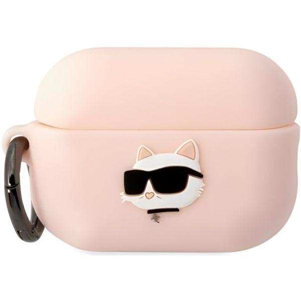 Coque Karl Lagerfeld KLAP2RUNCHP AirPods Pro 2 (2022/2023) rose Silicone Choupette Head 3D