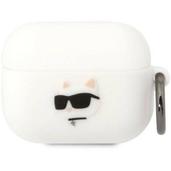 Coque Karl Lagerfeld KLAPRUNCHH AirPods Pro blanc Silicone Choupette Head 3D