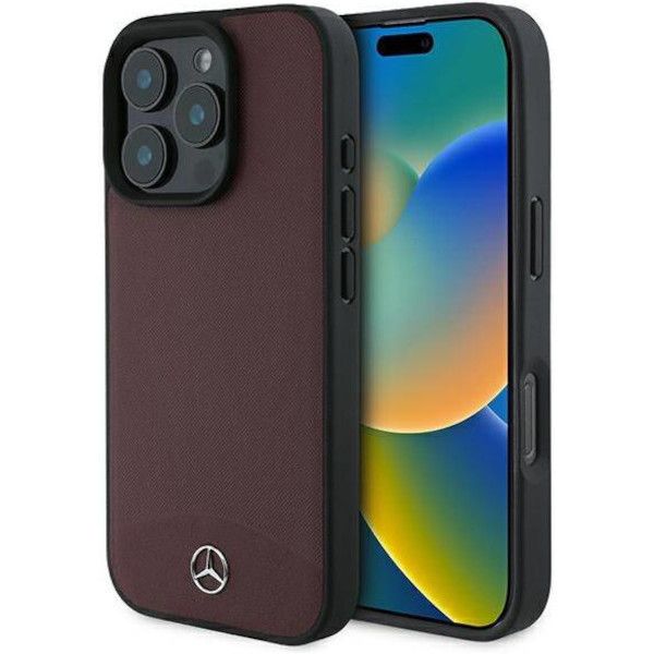 Case Mercedes MEHMP16L23RBARR iPhone 16 Pro 6.3" red hardcase Textured And Plain Leather MagSafe