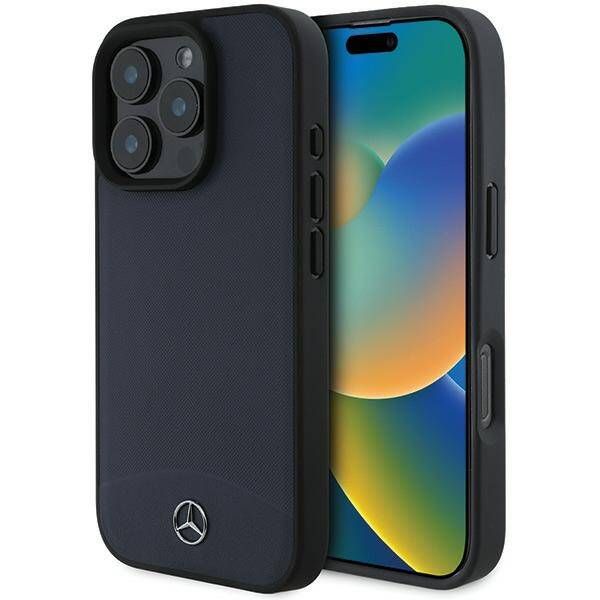Case Mercedes MEHMP16X23RBARV iPhone 16 Pro Max 6.9" navy hardcase Textured And Plain Leather MagSafe