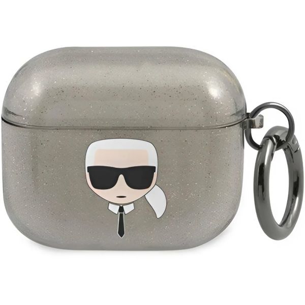 Coque Karl Lagerfeld KLA3UKHGK AirPods 3 noir Glitter Karl`s Head