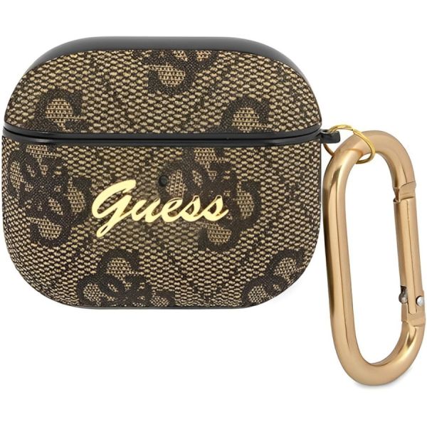 Coque Guess GUA34GSMW AirPods 3 marron 4G Script Metal Collection